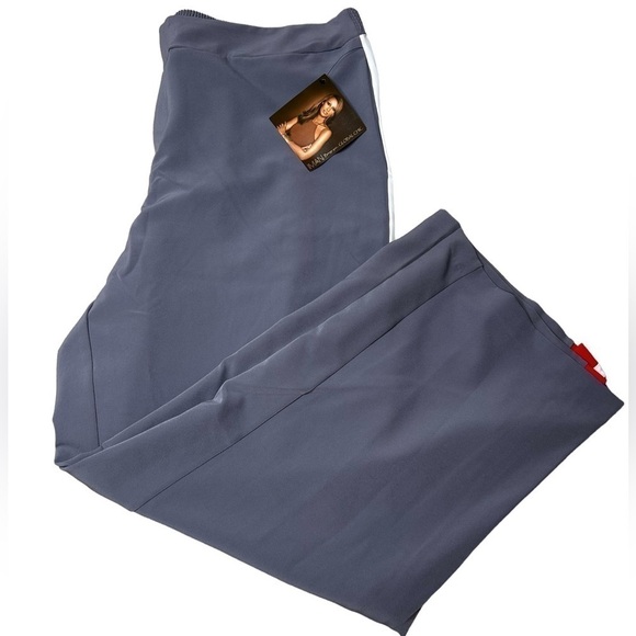 IMAN Global Gunmetal Red Stripe Chic Snap Track Pant Wide Leg Trouser Size 2x - Picture 4 of 13